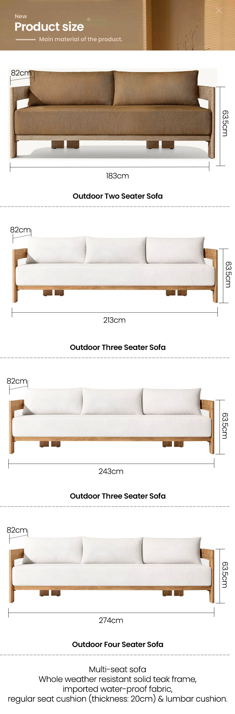 solid teak outdoor sofa