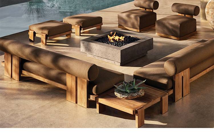 outdoor teak ottoman